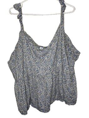 Old Navy 3X Women's Plus Size Floral Tank Top Spaghetti Strap Ruffles Peplum
